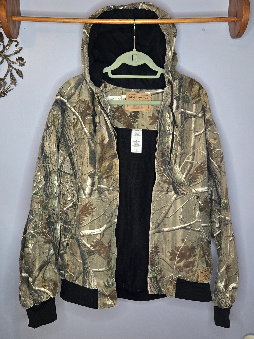 Levi Strauss Signature Field Gear Realtree Camo Hooded Jacket Men's Large Cotton